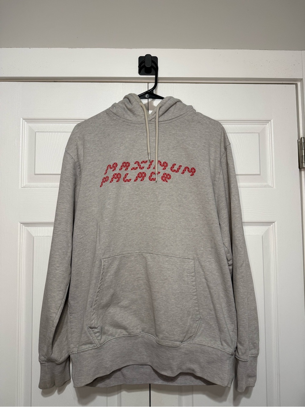 PALACE Heather Gray Hoodie with Red Logo